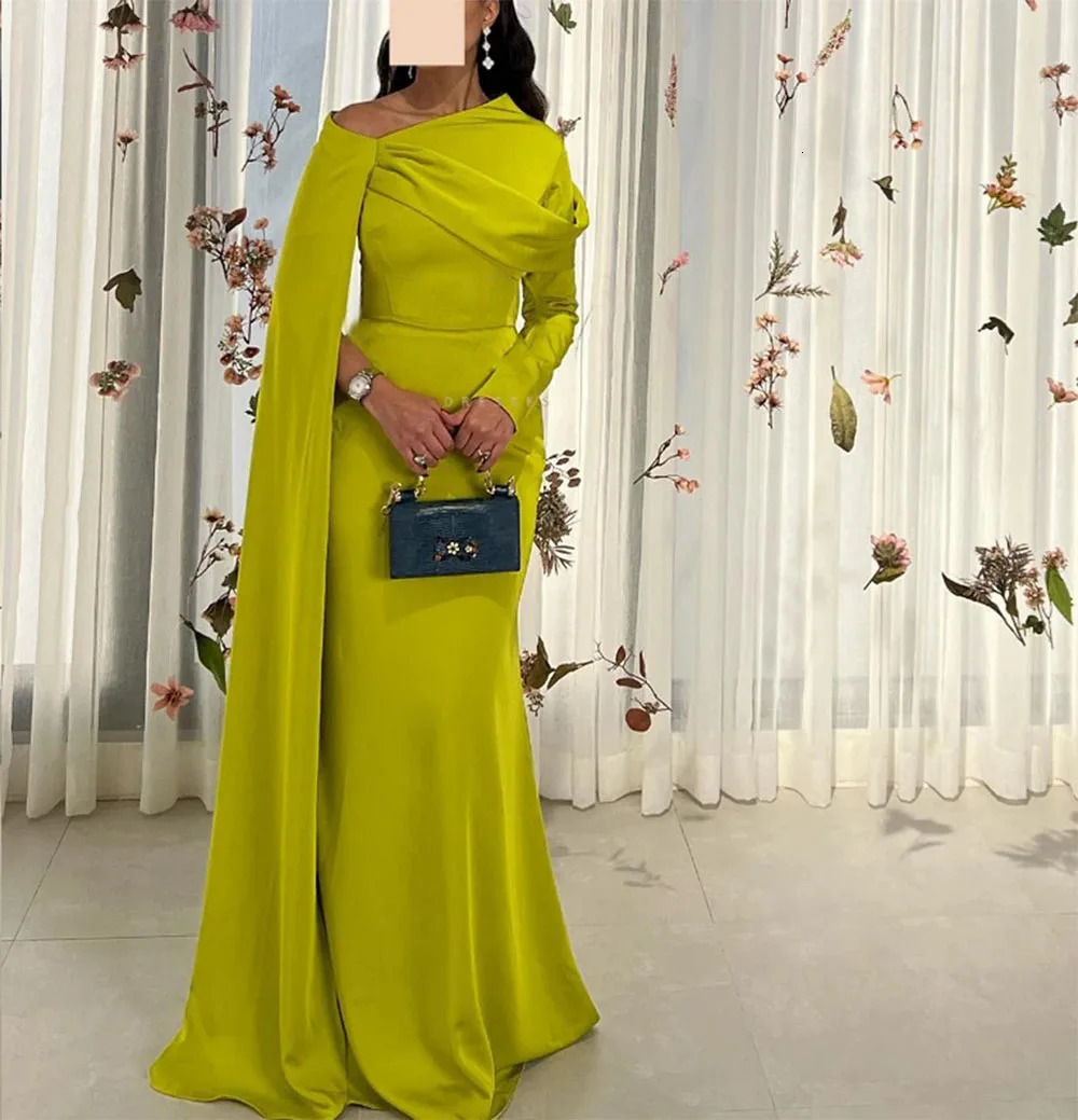 Adeli Elegant Yellow Prom Gown Women Long Sleeve Party Evening Dress Floor Length customized Mermaid Special Occasion Dresses 241223