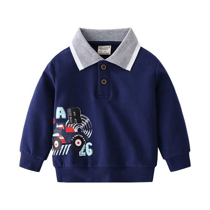 Cute Boys Polo Tshirt 100% Cotton Toddler Sweatshirt Turn Down Collar Baby Tops Tee Children Shirt Kids ClothesXJ241225