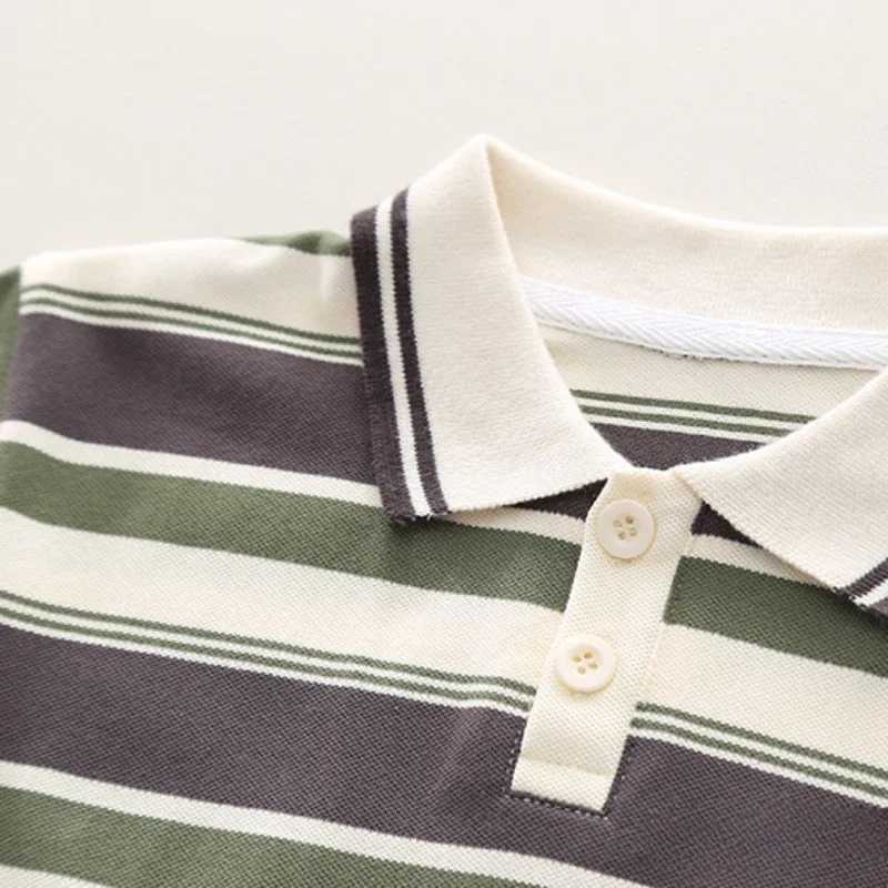 Clothing Sets Summer Baby Girls Cotton Clothes Set Kid Boy Lapel Stripe T-shirts Pants 2pcs Suit Children Short Sleeve Top Bottom OutfitsY241225VPBS