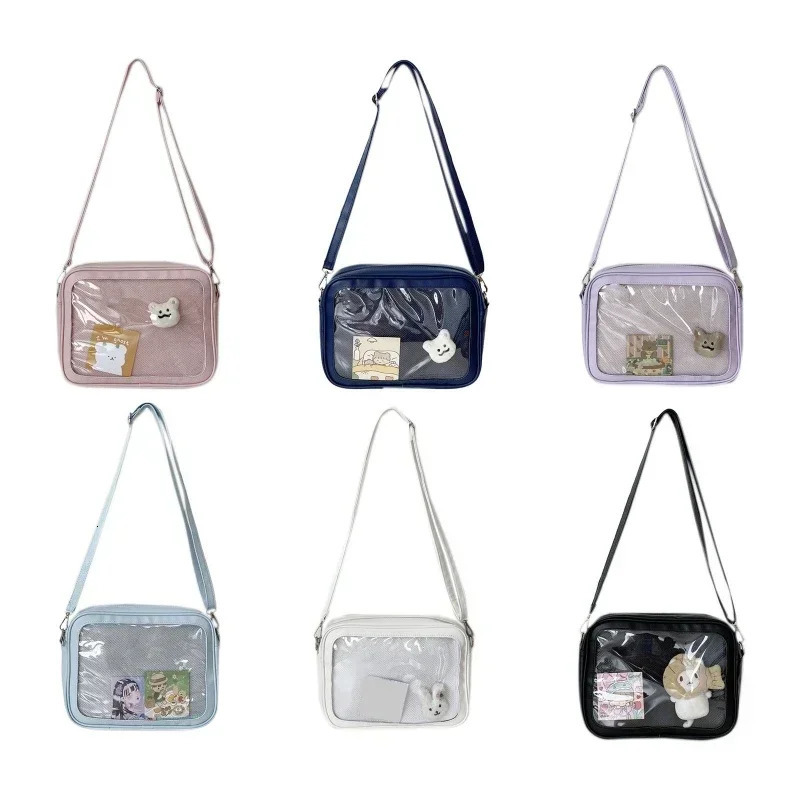 Pu Ita Bag Crossbody Women Sweet Lolita Bags Cute Transparent Pocket Japanese Style Shoulder Bag Purses and Handbags 250103