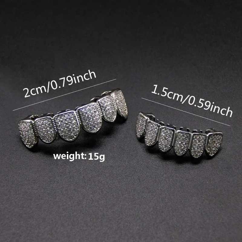 HipHop CZ Teeth Set For Unisex Top Bottom Mouth Gold Silver Color Teeth Tooth C Removable Dental Fashion JewelryXJ241225