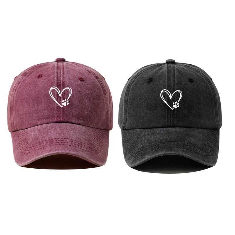 Womens embroidered love baseball cap retro washed cotton duck tongue cap solid color pea cap fashionable heart-shaped duckbill cap W241225