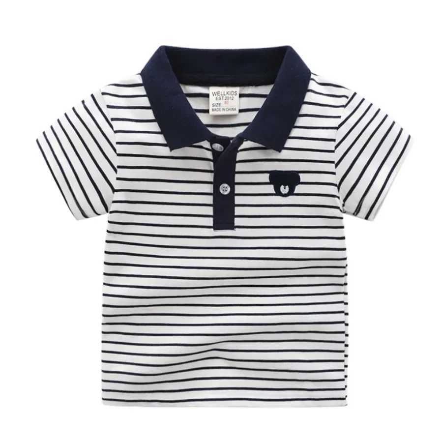 Polo Shirt For Boy Kids Clothes Tops Children Striped Turn-down Collar Short Sleeve Polos Shirts Baby sXJ241225
