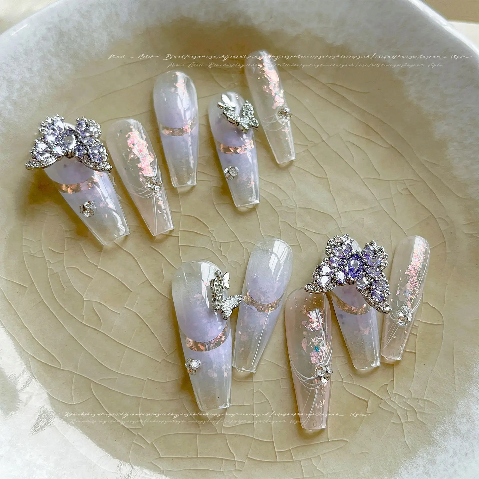 10pcs/lot Big Butterfly Nail Charms Jewelry Nail Parts Gems Stones Crystal Rhinestones Nail Art Decoration Accessories 241225