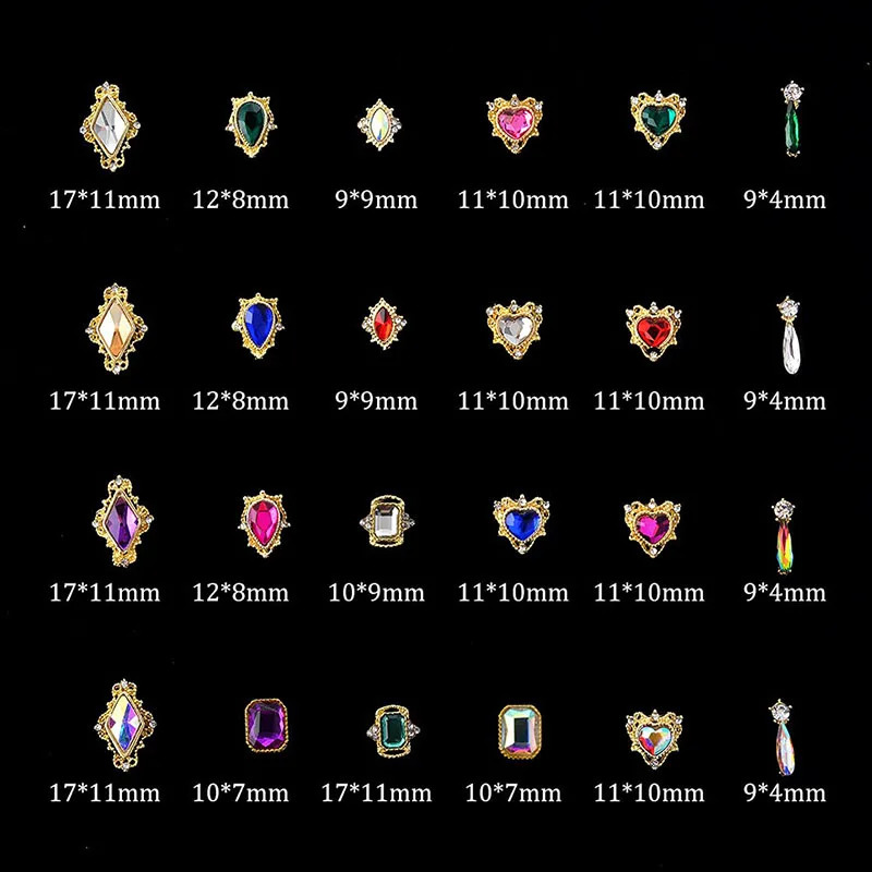 Nail Rhinestones 240Pcs Big Charms Silver 3D Crystals Iridescent AB Diamonds Gold Metal Frame for DIY Crafts Nail Art 241225