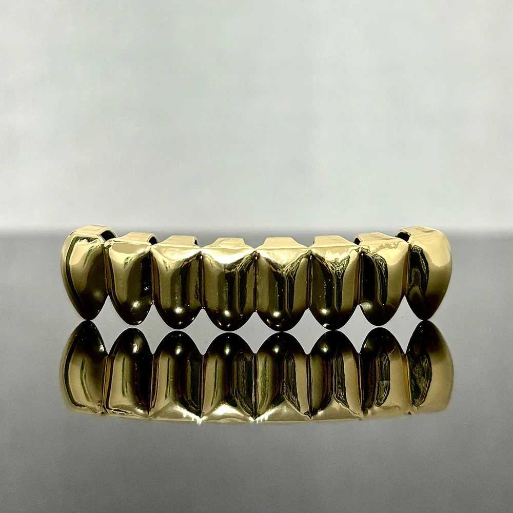 RACHELZ Gold Silver Color Glossy Bottom Teeth Grillz Braces Hip Hop 8 Tooth Cs For Women Men Jewelry Cosplay Dental GrillsXJ241225