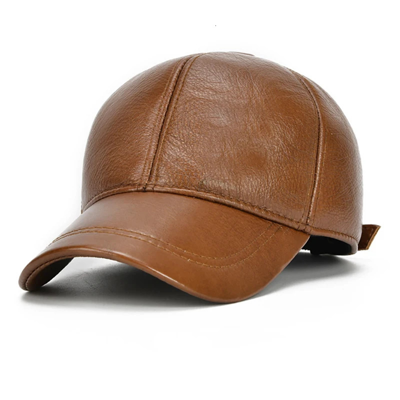 2024 Adjustable Mens Genuine Cowhide Leather Baseball Cap for Fall Winter Outdoor Sports Hat Men Real Cowhide Leather Caps 241225