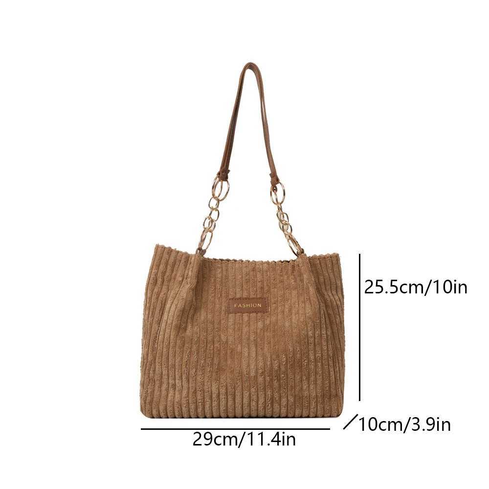Womens Corduroy Single Shoulder Handbag Cott Shopping Bag Womens Commuter Handbag Suitable for Womens Daily Travel Use-llXJ241225
