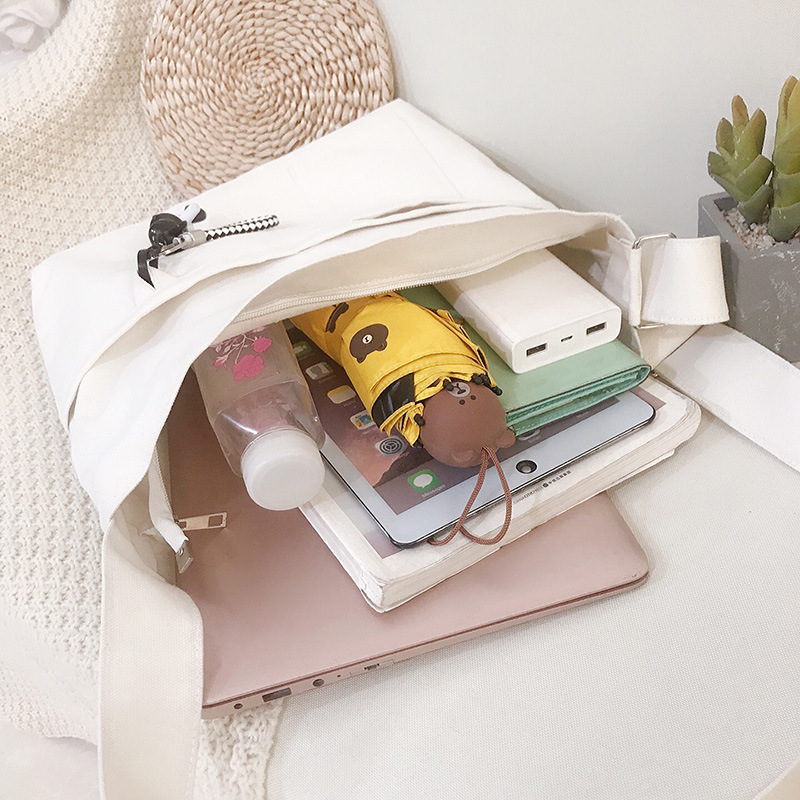 Korean-Style Crossbody Bag, Large Capacity, Women's Canvas Tote Bag, Shoulder Bag for Students and Classes