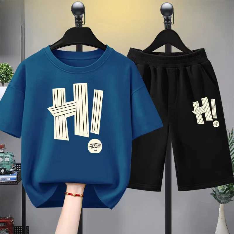 Clothing Sets Summer baby girl clothing set childrens boy letter printing T-shirt and shorts 2-piece set childrens short sleeved topY241225WB27