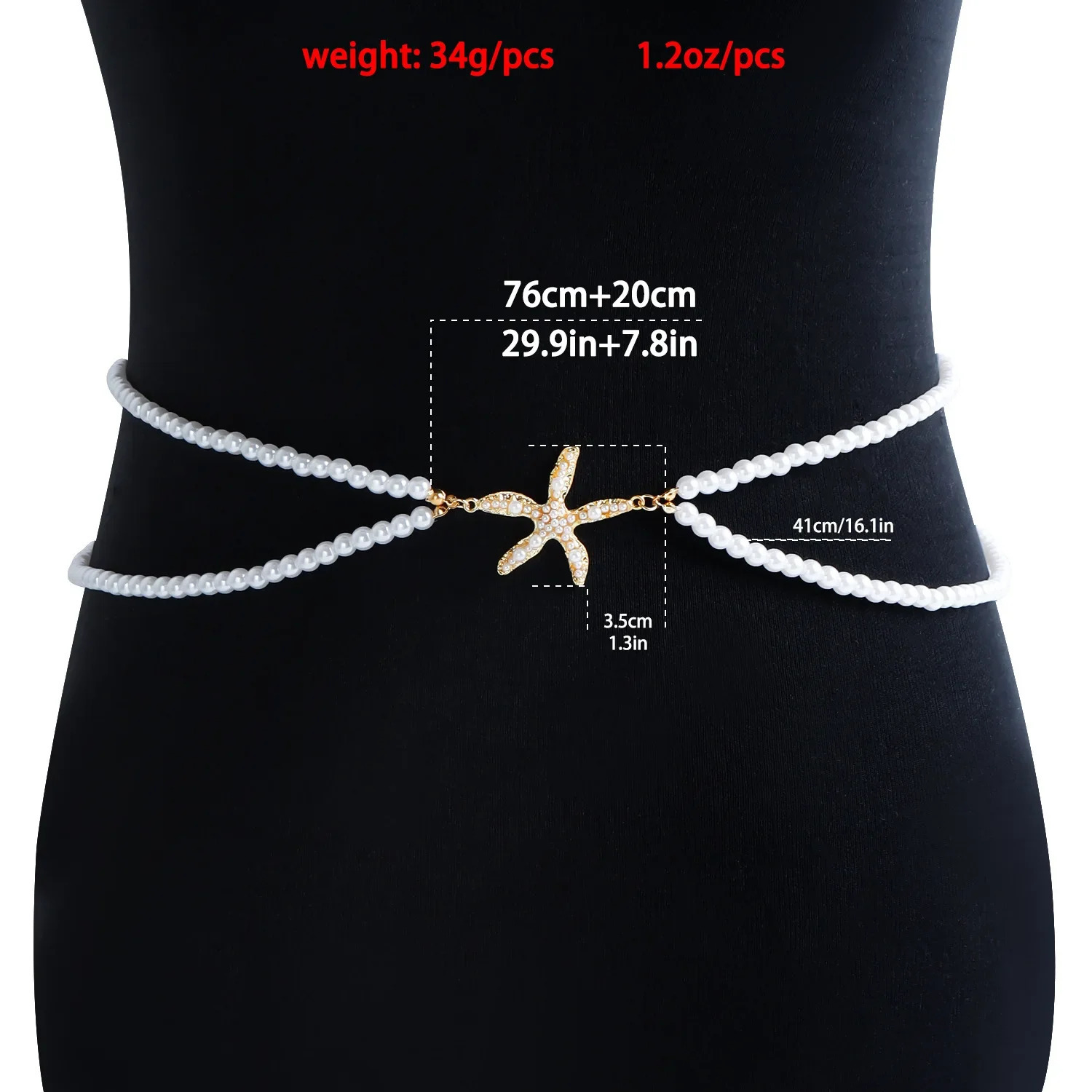 Belly Chain for Women Pearl Beaded Waist Chain Multilayers Beach Leisure Starfish Dress Accessories Body Jewelry Gift 241225
