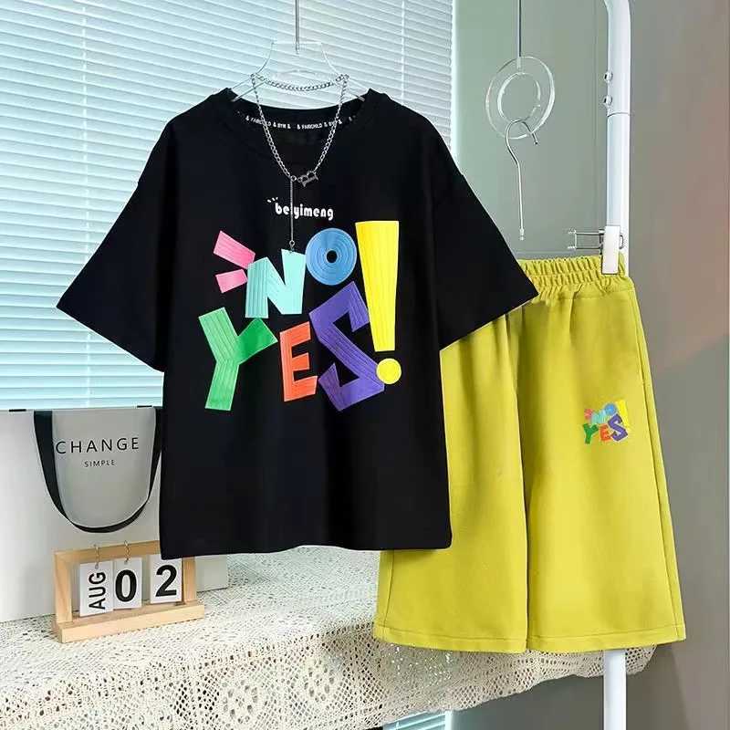 Clothing Sets Summer Kid Boy Clothes Set Casual Letter Printed T-shirts and Shorts Suit Children Girls Short Sleeeve Top Botton TracksuitsY241225FYJA
