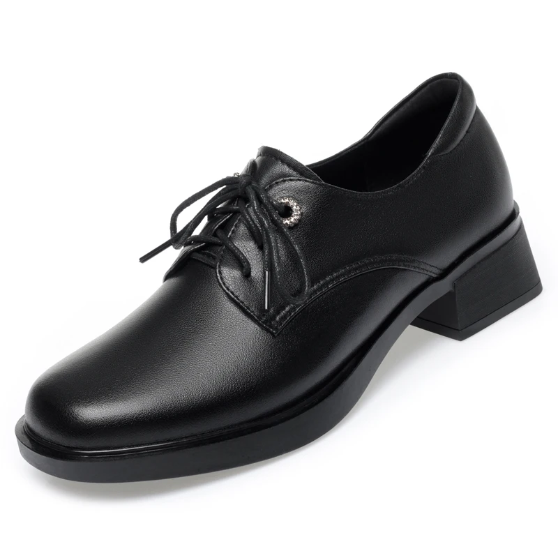 AIYUQI Women's Fashion Shoes Lace Up Spring Genuine Leather Women's Shoes Chunky Big Size Shoes for Ladies