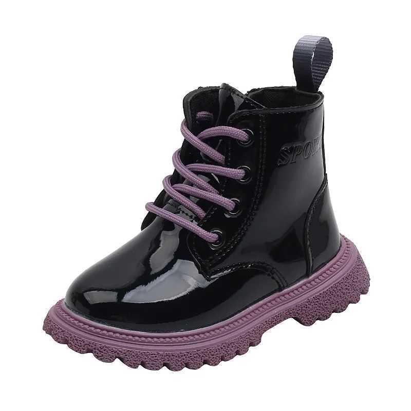 Athletic Outdoor New Children Boys Girls Single Boots Solid Color England Style Children Boys Girls Shoes Kids Fashion Shiny Small Short Boots H241223
