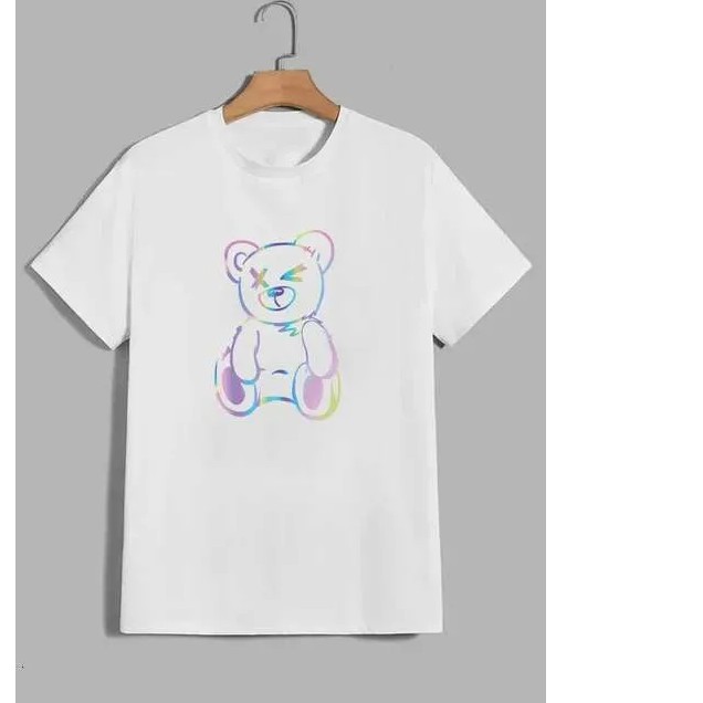 Men's Casual Teddy Bear Print Crew Neck Tee - Short Sleeves, Comfort Fit