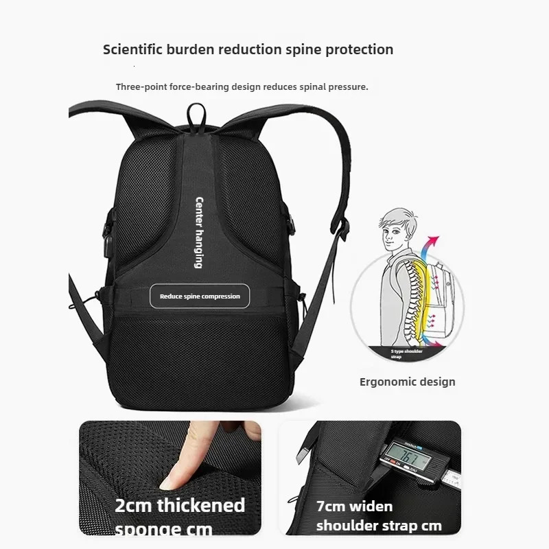 Backpack Mens large capacity business travel bag Computer backpack hiking bag junior high school student bag 241225