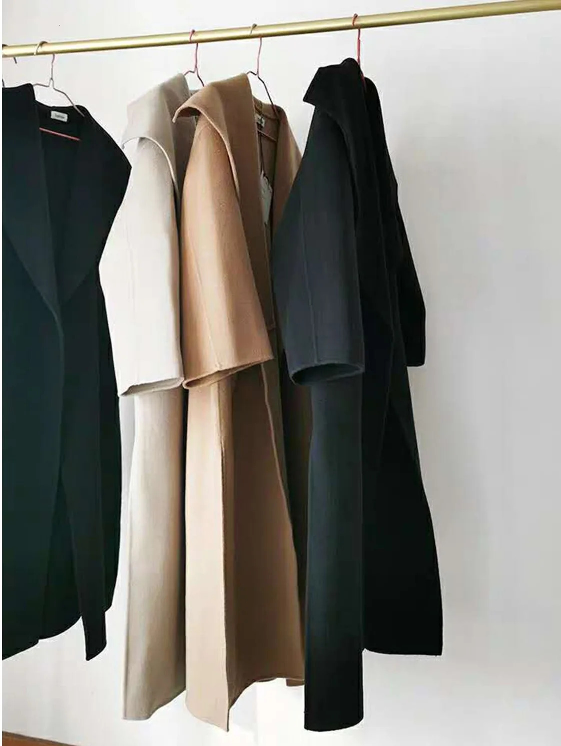Cashmere coat womens 2024 autumn and winter retro simple medium long style lapel doublesided highend wool women 241225