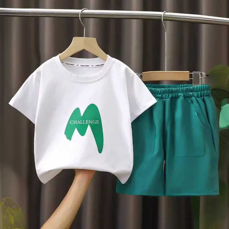 Clothing Sets Summer Toddler Girls Clothes Set Kid Boy Letter Printed T-shirts and Shorts 2pc Suit Children Breathable Top Bottom TracksuitsY241225UBM