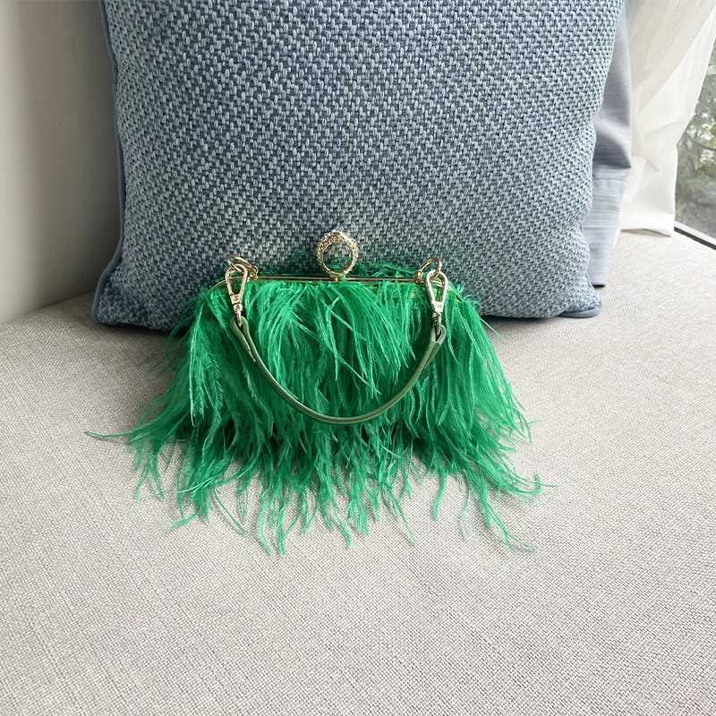 Hot selling fashionable womens wedding box evening bag party luxury oriental feather shoulder bag Z241225