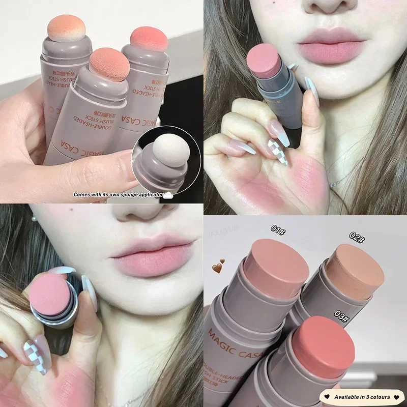 B Stick Waterproof 3 Color Matte Lips Cheek Tinted Multi-use Rouge Contouring B Cream Face Ber with Sponge CosmeticsXJ241225