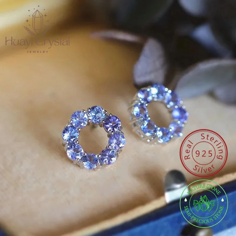 Tanzanite zircon 925 sterling silver stud earrings original donut women frenchhigh high-end earrings wholesale 241220