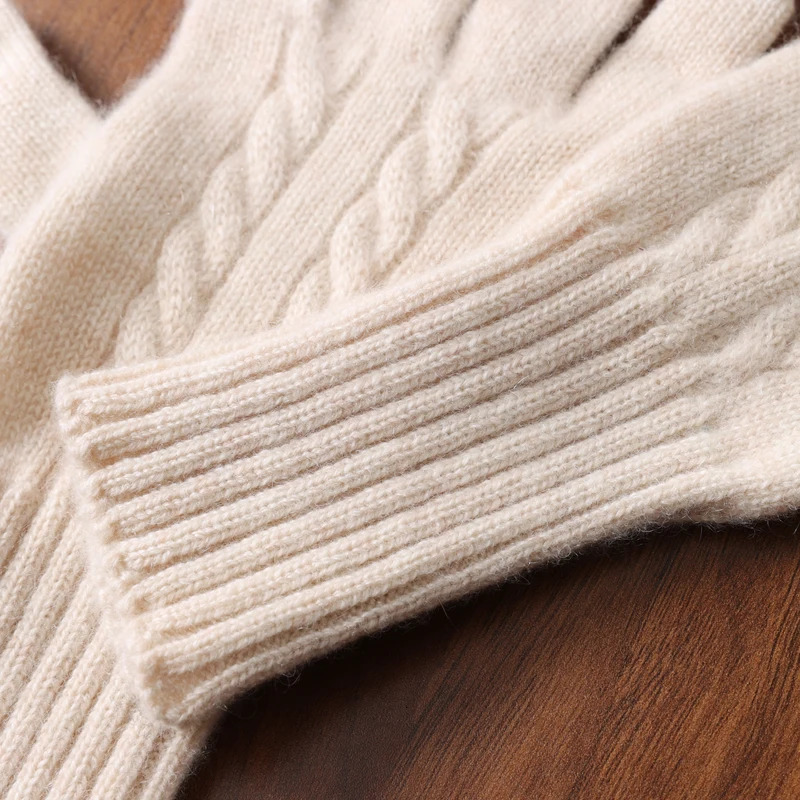 Women Wool Cashmere Gloves Cable Knit Touchscreen Finger Hole Winter Autumn Warm Wrist Length Classic Gloves Female Mitten 241225
