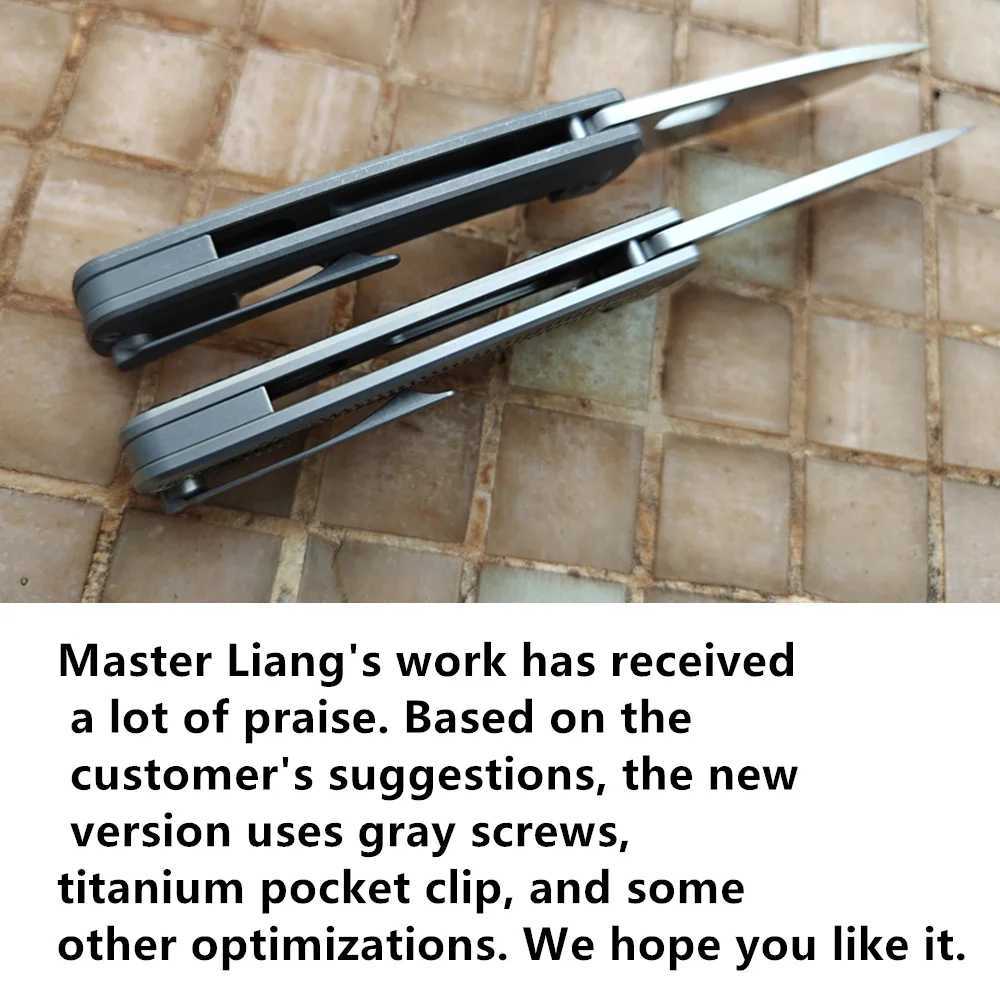 JUFULE Grey New SPK Ramia Titanium Handle 60 HRC 154CM Blade Ceramic Bearing Pocket EDC Tool Camping Hunting Outdoor Folding Knife X250408