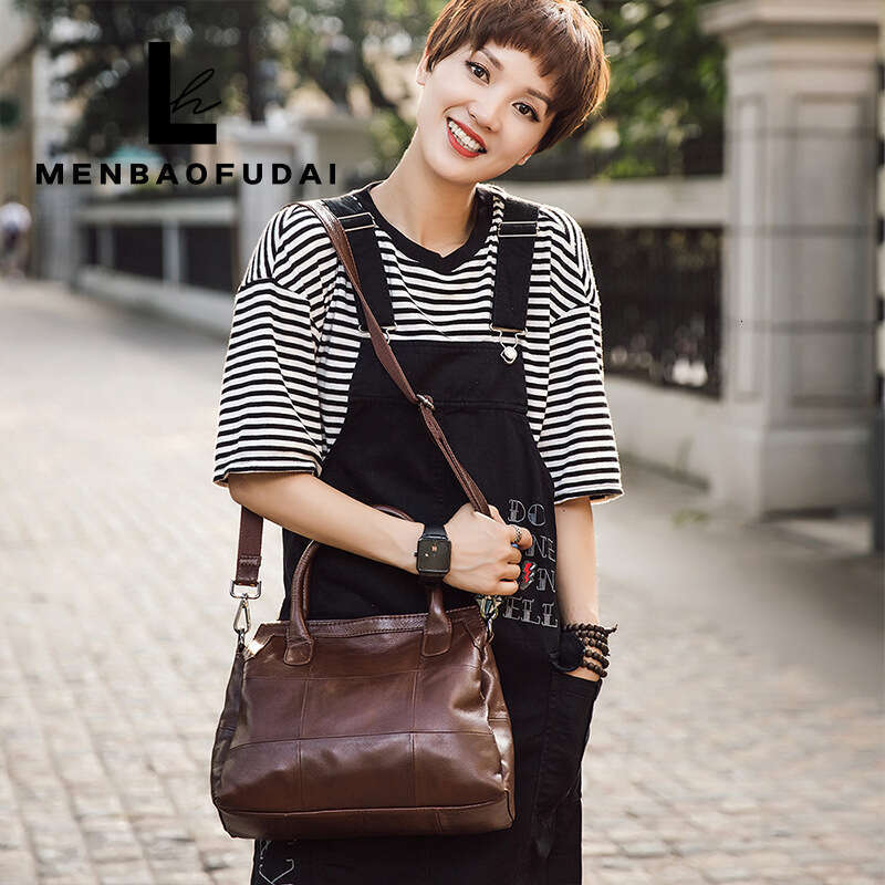 Women's Bags Handbag Guangzhou Women's New Top Layer Cowhide Handbag, Single Shoulder Diagonal Cross Bag