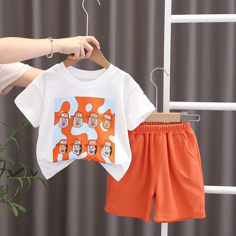 Clothing Sets Summer Baby Girls Cotton Clothes Set Kid Boy Cartoon Printed T-shirts and Shorts 2pcs Suit Children Casual Top Bottom OutfitsY241225SCFF