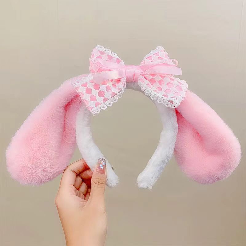 Super cute jade Guigou big ear plush headband cosplay children's butterfly bow cute face washing and hair pressing accessories