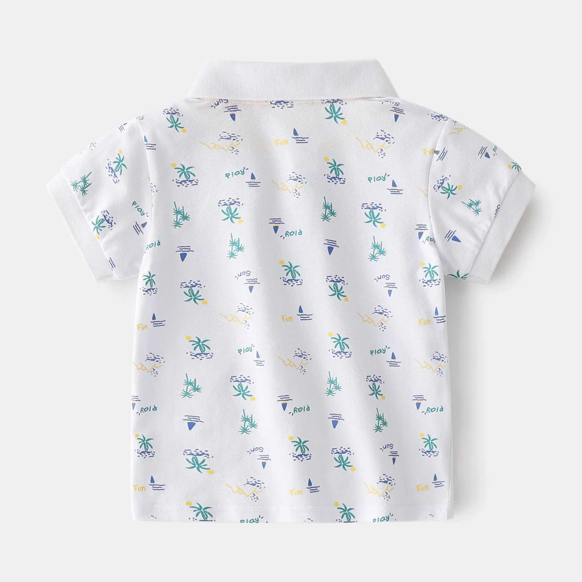 Summer Short Sleeve Boys Polo Shirt Children Tops Wear Leaf 90-130 CM Kids Tees Soft Boys Costumes Camisa De NioXJ241225