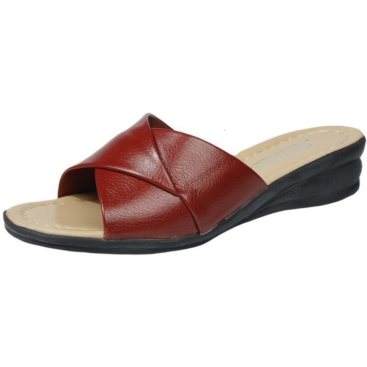 Summer New Ddmywed Outerwear Mom S Slippers Women Flat Bottom Slope Heels Middle Aged And Elderly Drag Large Size Cool Chinese Brand Shoes F Ddmysatur