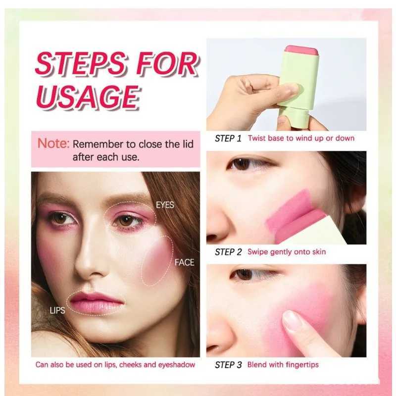 Multi-function B Stick Natural Cheek Face Rouge Ber Cream Lasting High Color Rendering Brightening for Women MakeupXJ241225