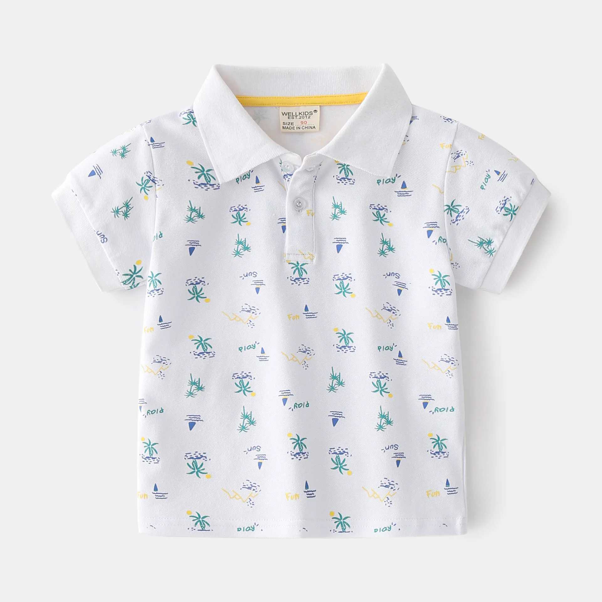Boys Polo Shirts Turn-down Collar Summer Tree Short-Sleeved Children Top Wears Kids Casual ClothesXJ241225