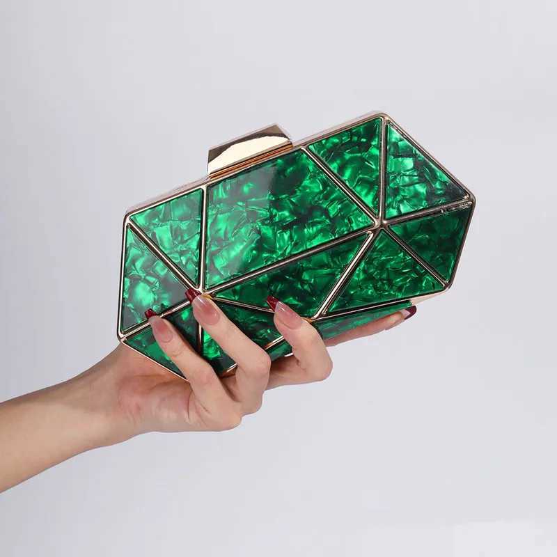New Arrival New Women Acrylic Metal Rhombus Evening Bag Chain Shoulder Crossbody Bag Luxury Designer Handbag Party Clutch Dinner Bags Z250527