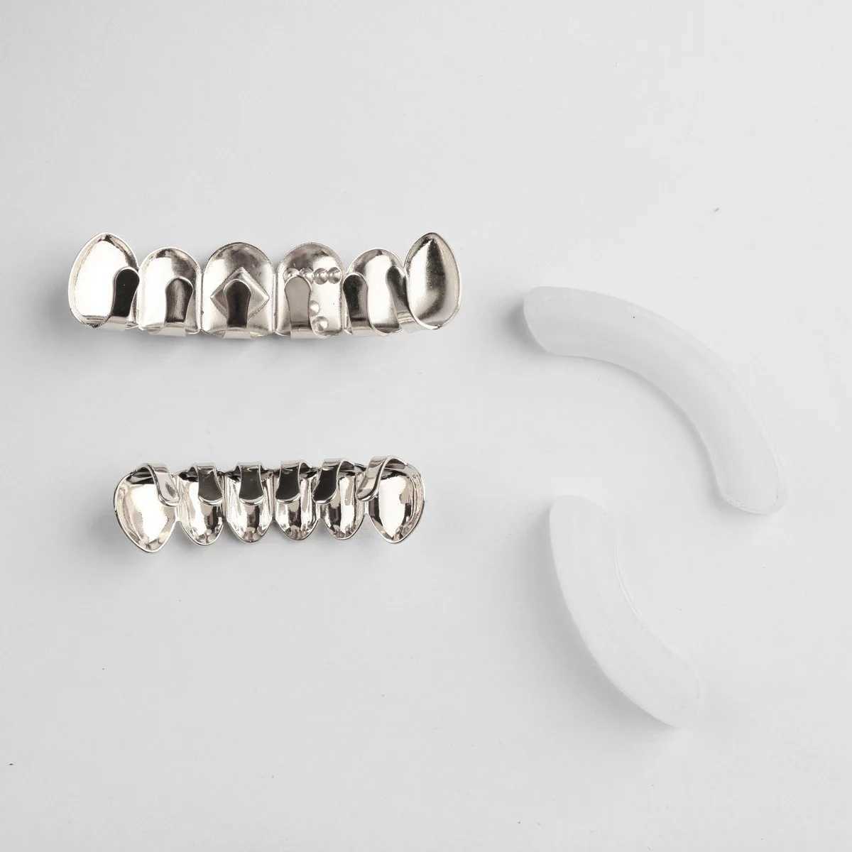 YOUNGX 6/6 Gold Silver Color Number 7 Zircon Teeth Grillz Hip Hop Pattern Tooth Cs For Women Men Jewelry Cosplay GiftXJ241225