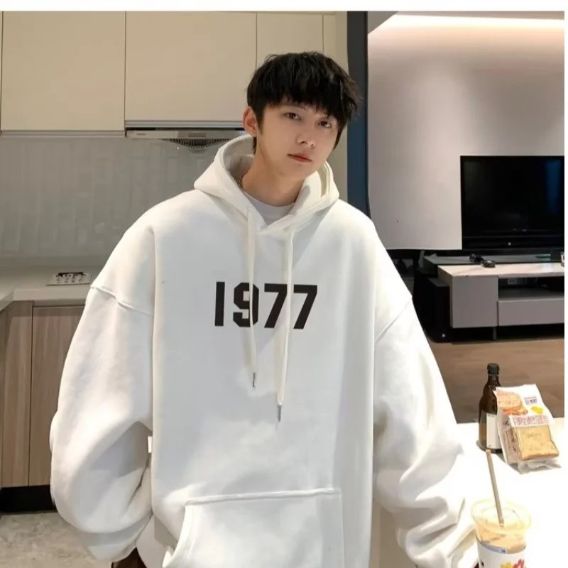 M-8XL Hoodie Mens Plus Size Hoodie Pullover US Retro Number 1977 Double Printed Long Sleeve 241220