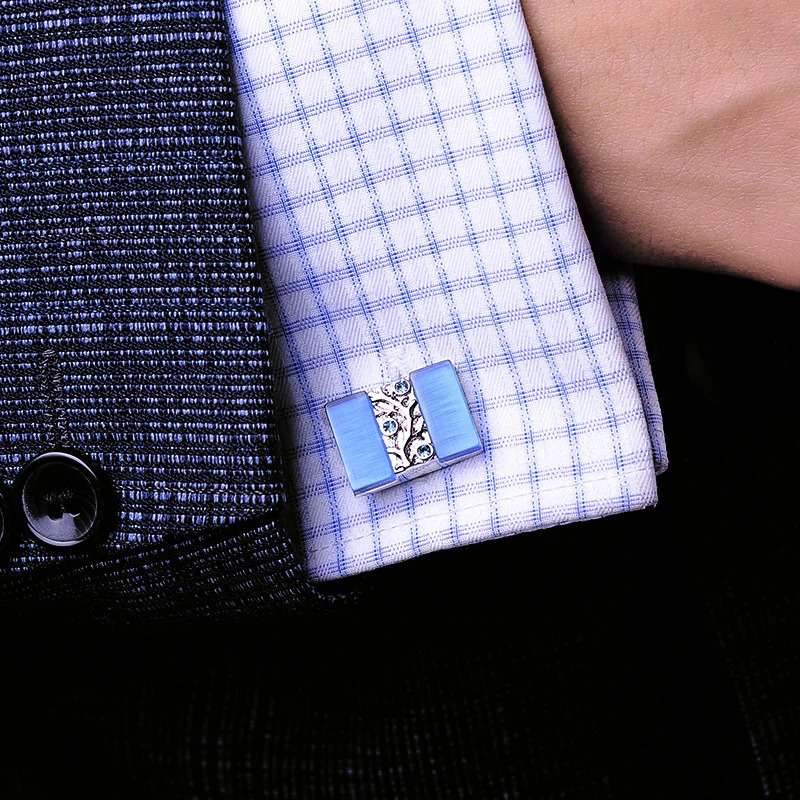 KFLK Jewelry shirt cufflinks for mens er Blue Cuff link male wedding Button male High Quality guests 241225