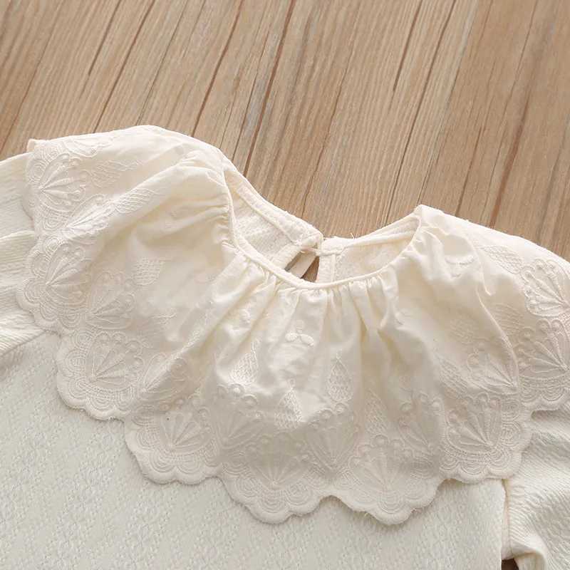 Children Girls Spring Autumn Shirts Lace Collar Embroidery Bubble Sleeves Kid Girls Pullover Soft Cotton Toddler Girls Base TopsXJ241225