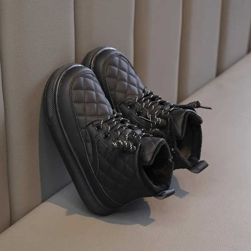 Athletic Outdoor 2-18 Years Old Childrens Snow Boots Padded Thickened Boys Girls Cotton Shoes Autumn Winter Black High-top Kids Boots Shoes H241223