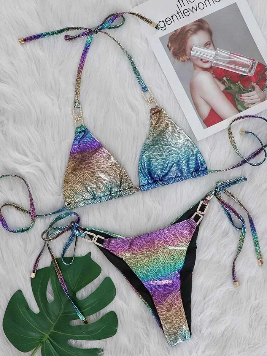 Gradient snake skin bikini 2025 diamond bikini womens swimsuit womens swimsuit two-piece bikini set mini swimsuitW241225