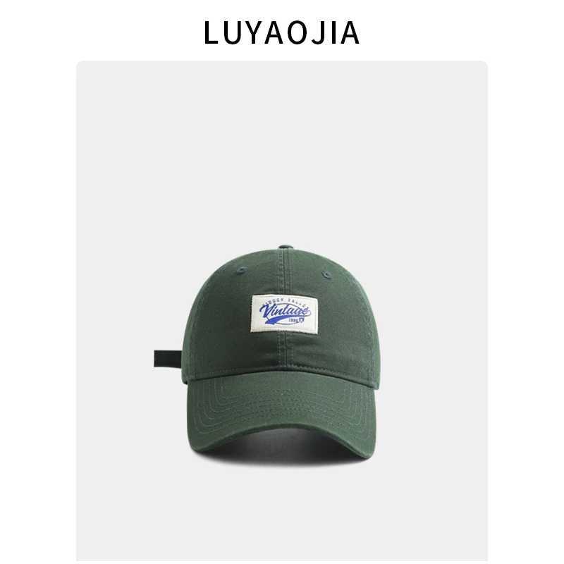 Cloth Label Letter Baseball Hat Womens Korean Style Paradigm Facial Styling Spring/Summer Couple Casual Pea Hat Mens Style W241225