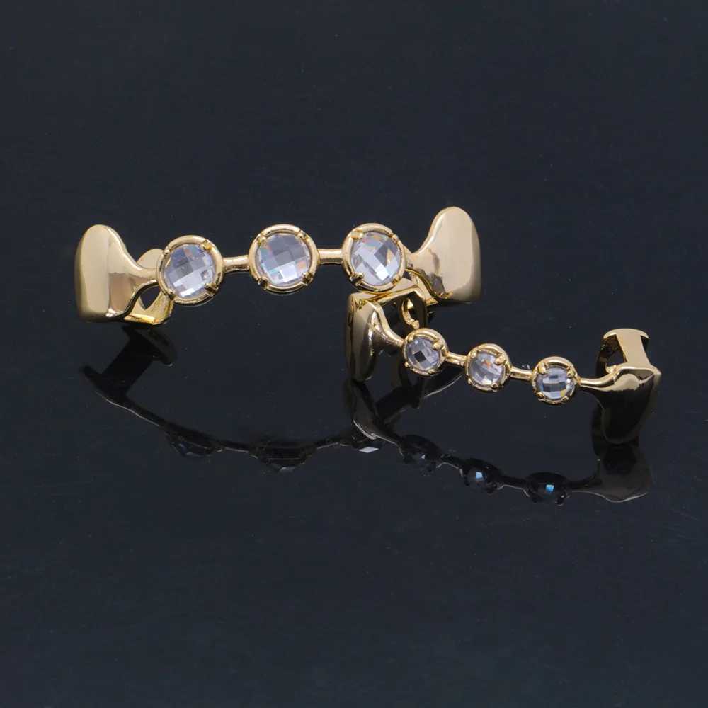 Round Zircon Inside Teeth Grills Hip Hop Tooth C Top Bottom Grillz Mouth Bo Jewelry Cosplay TG086XJ241225