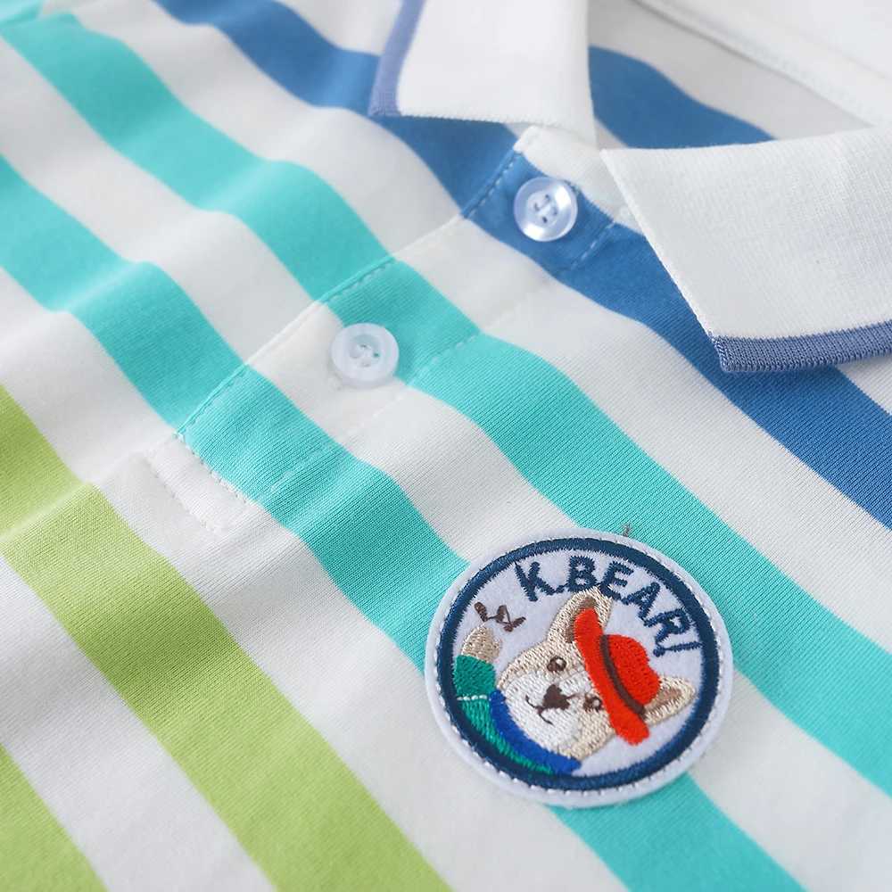 Baby Boys Polo Shirts High-quali Summer Short Sleeved Striped Top Shirt Clothes 2T-6T Kids Turn-down Collar TshirtsXJ241225