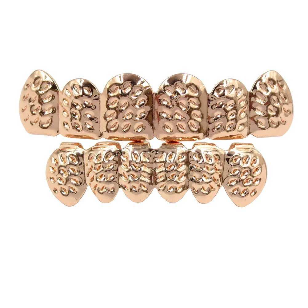 Hip Hop Top Bottom False Teeth Portable Halloween Mouth Grills Gifts Copper Plated Gold Tooth Cs Party for Cosplay CostumesXJ241225