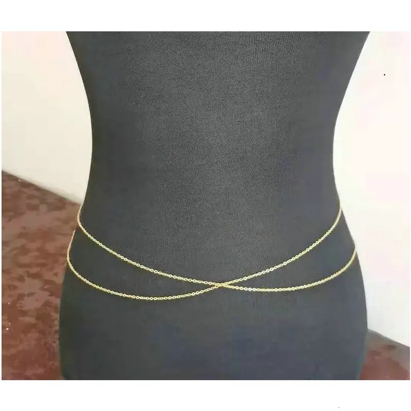 Stainless Steel 18k Gold Color Layered Waist Belly Chain Women High Quality Tarnish Free Bikini Beach Harness Jewelry 241225