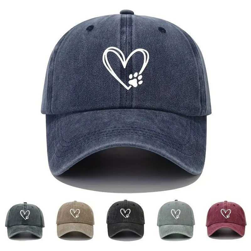 Womens embroidered love baseball cap retro washed cotton duck tongue cap solid color pea cap fashionable heart-shaped duckbill cap W241225