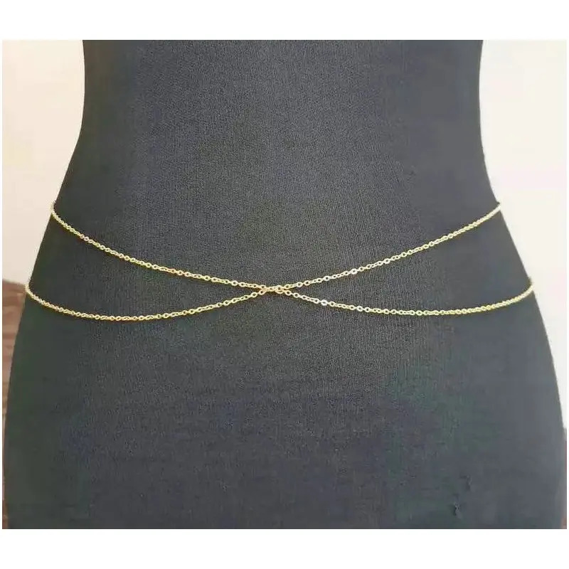 Stainless Steel 18k Gold Color Layered Waist Belly Chain Women High Quality Tarnish Free Bikini Beach Harness Jewelry 241225