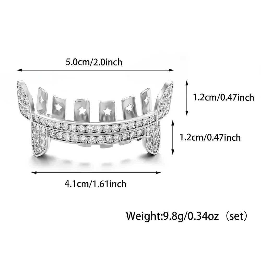 D Z Teeth Grillz Micro Pave Cubic Zircon Top Bottom Vampire Fangs Teeth Grills Set Holleween Gift Hip Hop Jewelry For Men WomenXJ241225