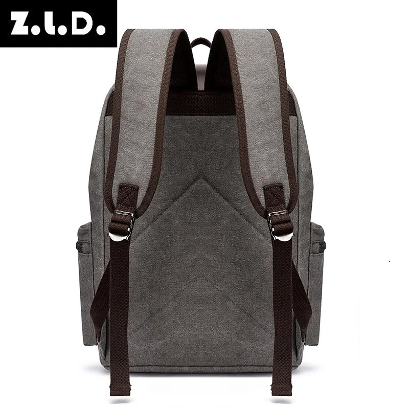 Tilorraine canvas leisure bag double shoulder computer bag mens backpack unisex schoolbag large capacity travel bag 241225